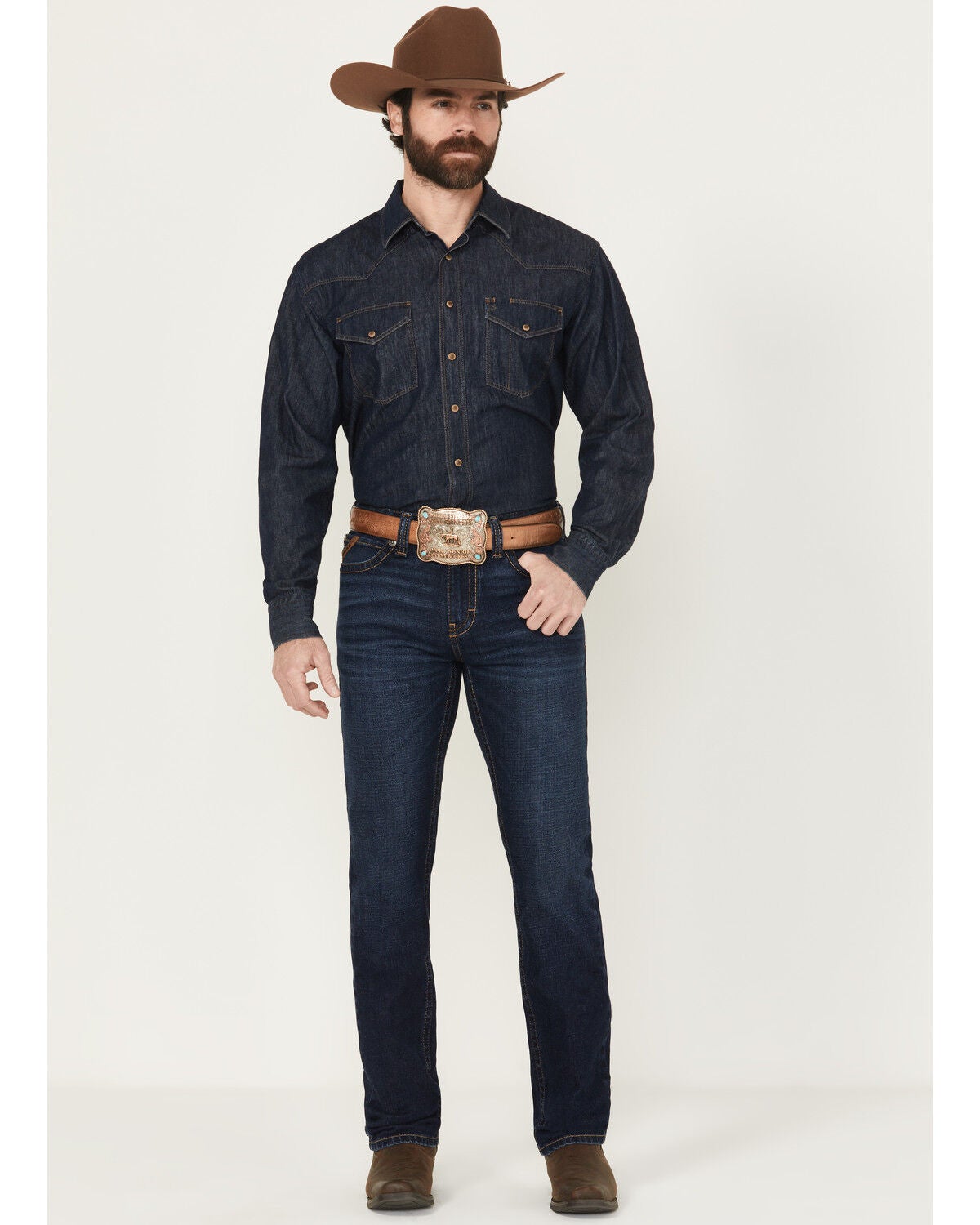 Ariat Men's M8 Dark Wash Slim Straight Stretch Denim Jeans, Dark Wash, hi-res
