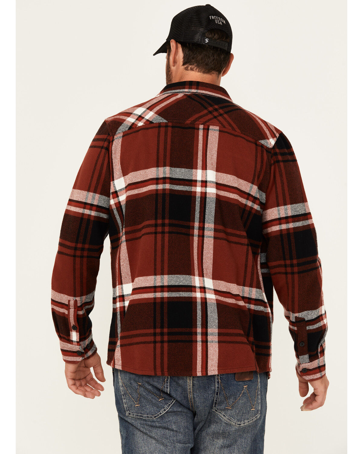 Image #4 - Brothers and Sons Men's Barrell Burley Plaid Print Long Sleeve Button-Down Flannel Shirt, Dark Red, hi-res