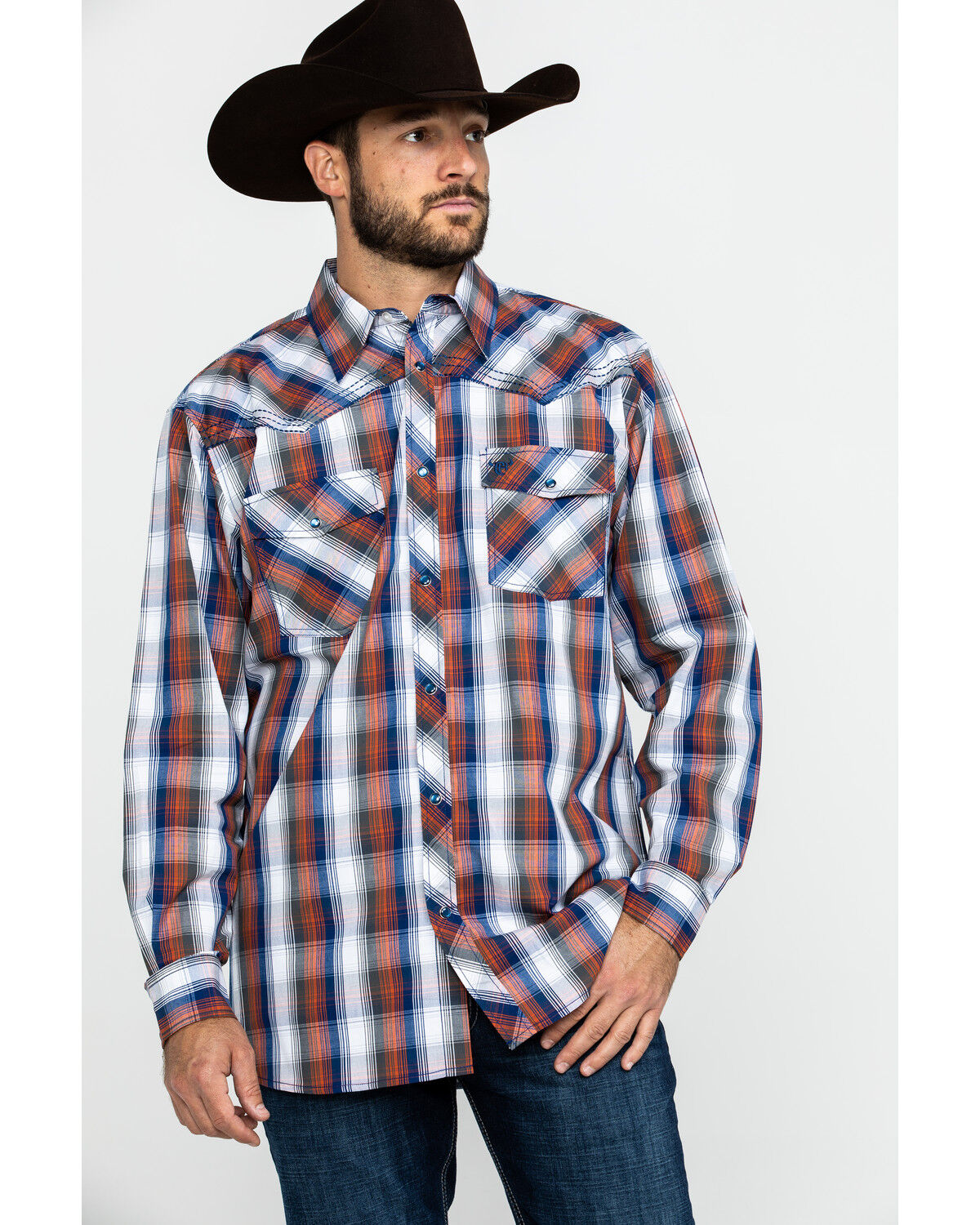 Image #1 - Cowboy Hardware Men's Multi Large Plaid Long Sleeve Western Shirt, , hi-res