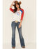 Cruel Girl Women's Jean Baby Graphic Ringer Tee , Red/white/blue, hi-res