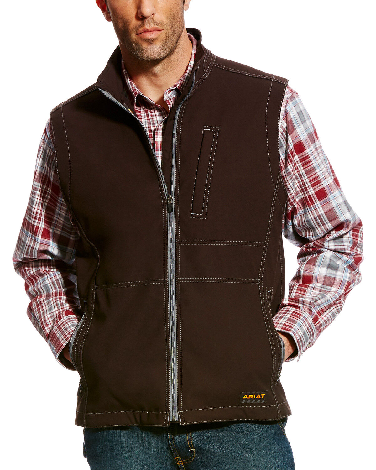 Image #1 - Ariat Men's Rebar Canvas Softshell Vest - Tall, Black, hi-res