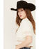 Image #3 - Miss Me Women's Crochet Hem Short Sleeve Blouse, White, hi-res
