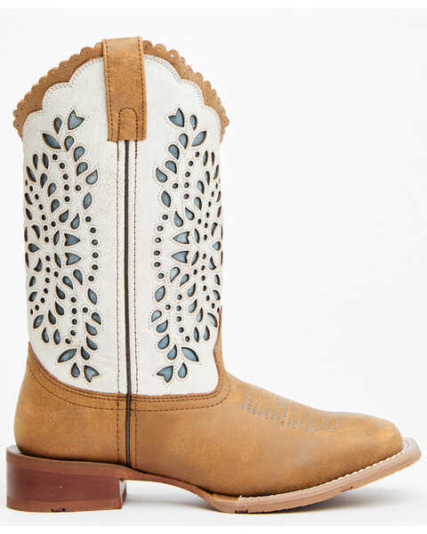 Image #2 - Laredo Women's Underlay Western Boots - Broad Square Toe , Blue/white, hi-res
