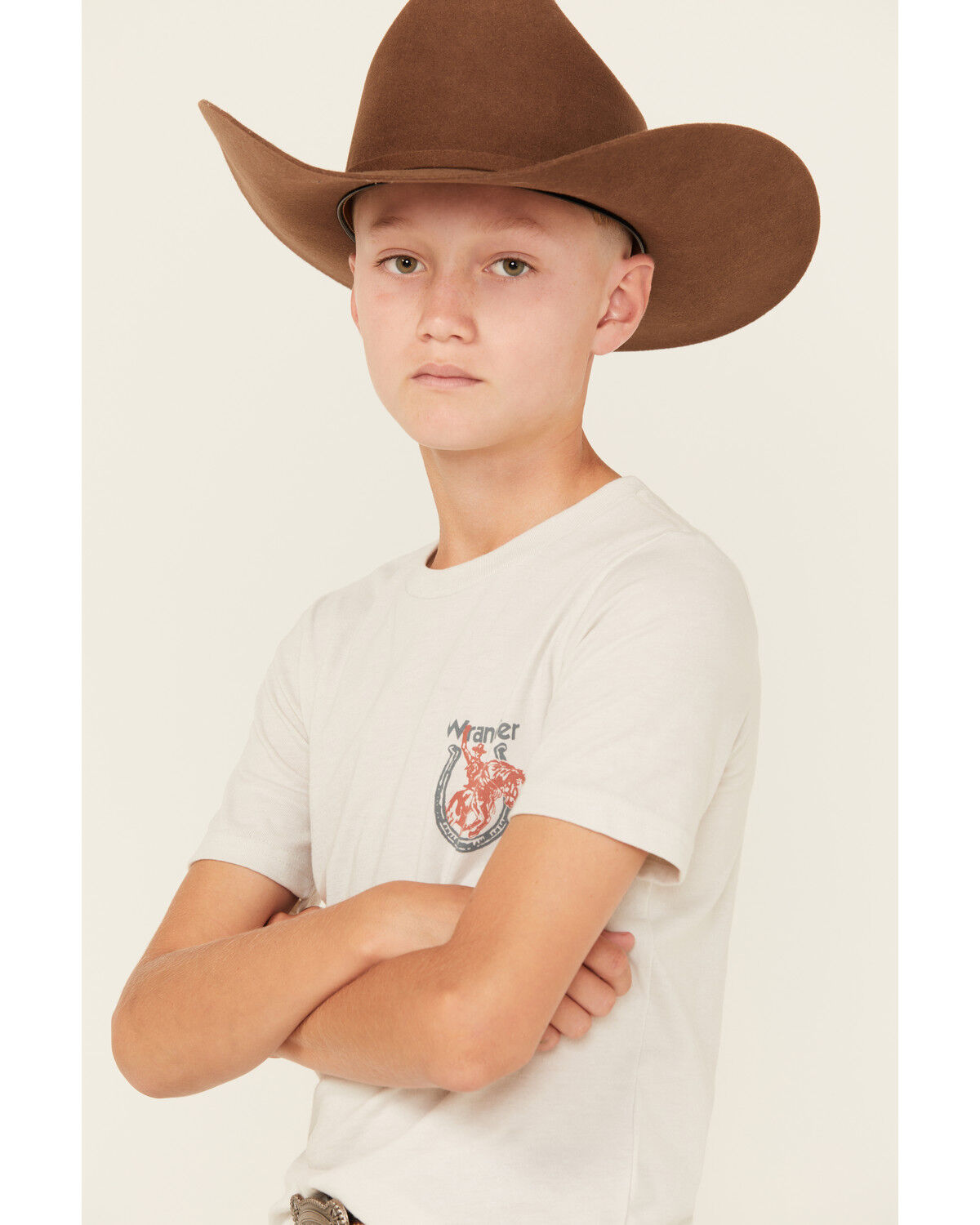Image #2 - Wrangler Boys' Americana Horseshoe Short Sleeve Graphic T-Shirt, White, hi-res