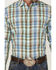 Image #3 - Resistol Men's Hampton Plaid Print Long Sleeve Button Down Western Shirt, Light Green, hi-res