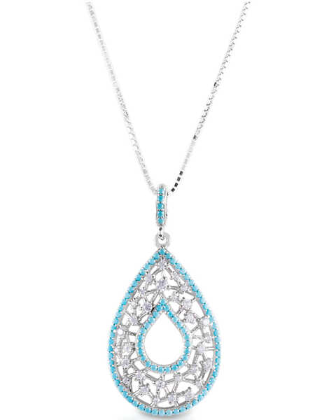 Image #1 - Kelly Herd Women's Silver & Turquoise Teardrop-Shaped Pendant Necklace, Blue, hi-res