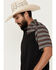 Image #2 - RANK 45® Men's Stripewood Tech Color Block Short Sleeve Button-Down Polo Shirt , Black, hi-res