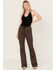 Image #1 - Wrangler X Fender Women's Leopard Print Lace-Up Denim Jeans, Brown, hi-res