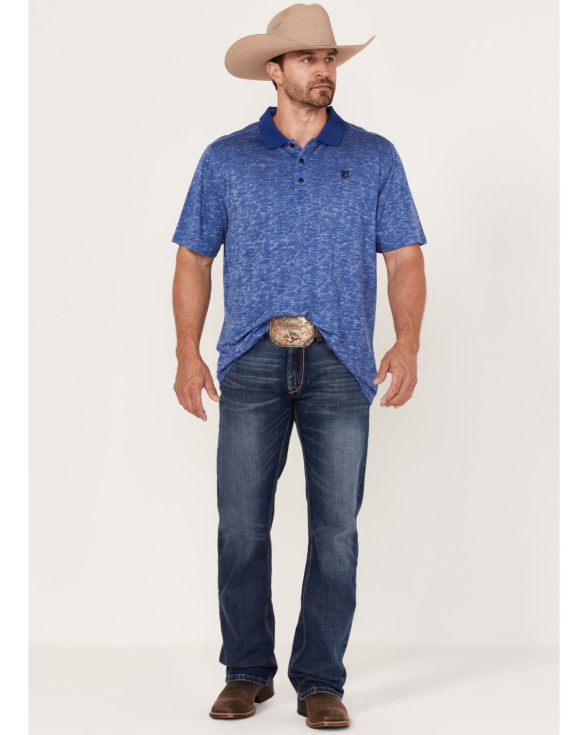 Image #2 - RANK 45® Men's Daylight Solid Short Sleeve Polo Shirt, Blue, hi-res