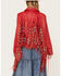 Image #4 - Cripple Creek Women's Leather Beaded Fringe Jacket, Red, hi-res