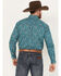 Image #4 - Roper Men's Amarillo Paisley Print Long Sleeve Western Snap Shirt, Teal, hi-res