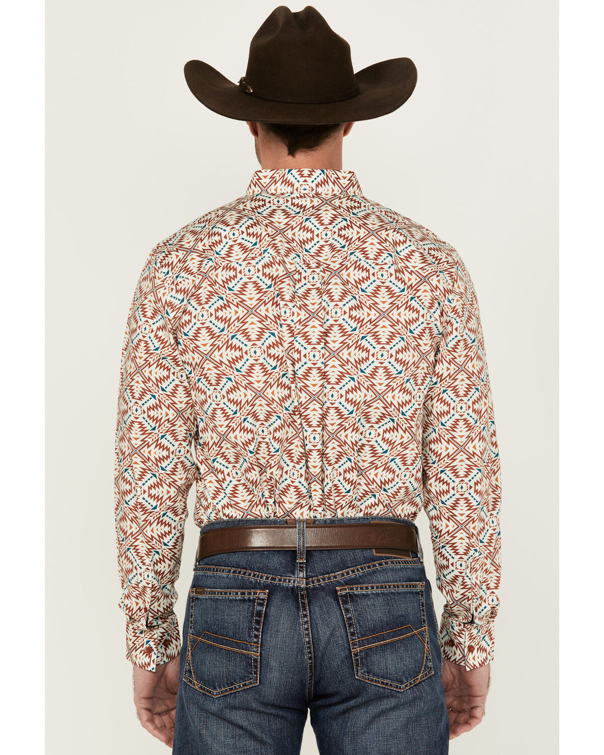 Image #4 - RANK 45® Men's Lagos Southwestern Print Long Sleeve Button-Down Performance Stretch Western Shirt, Ivory, hi-res
