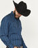 Image #2 - Ely Walker Men's Wallpaper Floral Stripe Print Long Sleeve Snap Western Shirt, Navy, hi-res