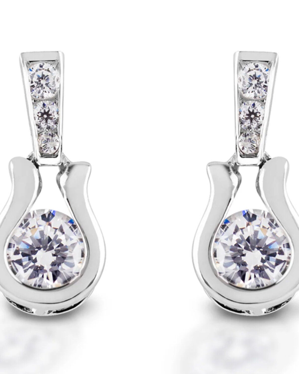 Image #1 - Kelly Herd Women's Silver Horseshoe-Shaped Dangle Earrings, No Color, hi-res