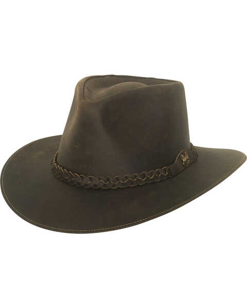 Image #1 - Bullhide Men's Duluth Leather Outback Western Fashion Hat, Dark Brown, hi-res