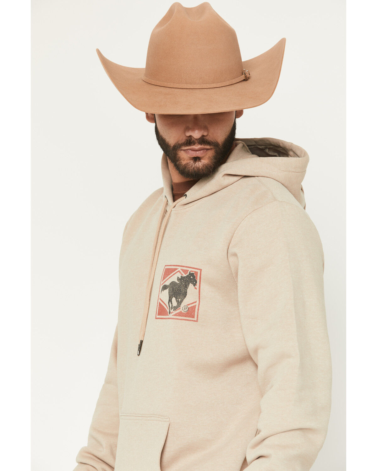 Image #2 - Wrangler Men's Logo Hooded Sweatshirt, Tan, hi-res