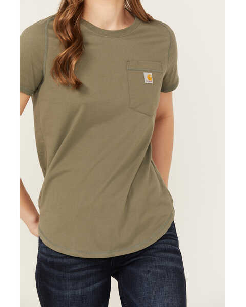 Image #3 - Carhartt Women's Force Relaxed Fit Midweight Short Sleeve Pocket Tee , Olive, hi-res
