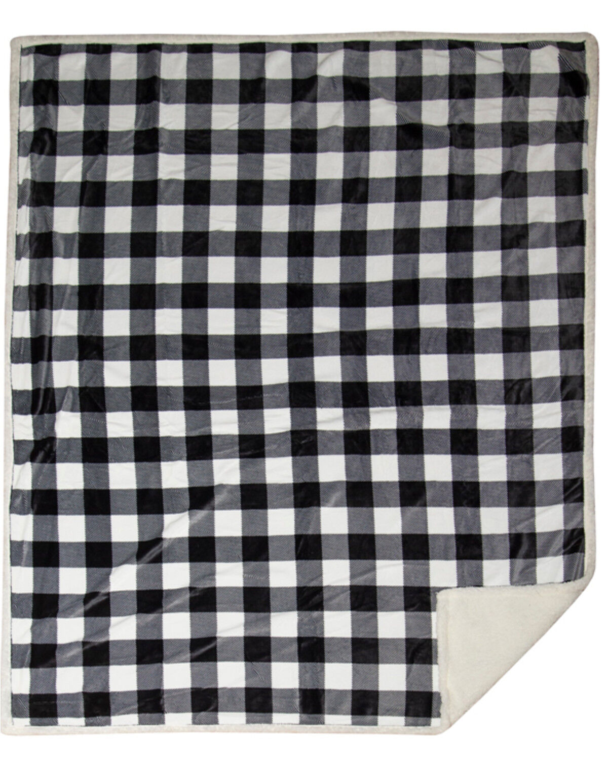 Image #2 - Carstens Home Lumberjack Plaid Sherpa Throw Blanket, White, hi-res