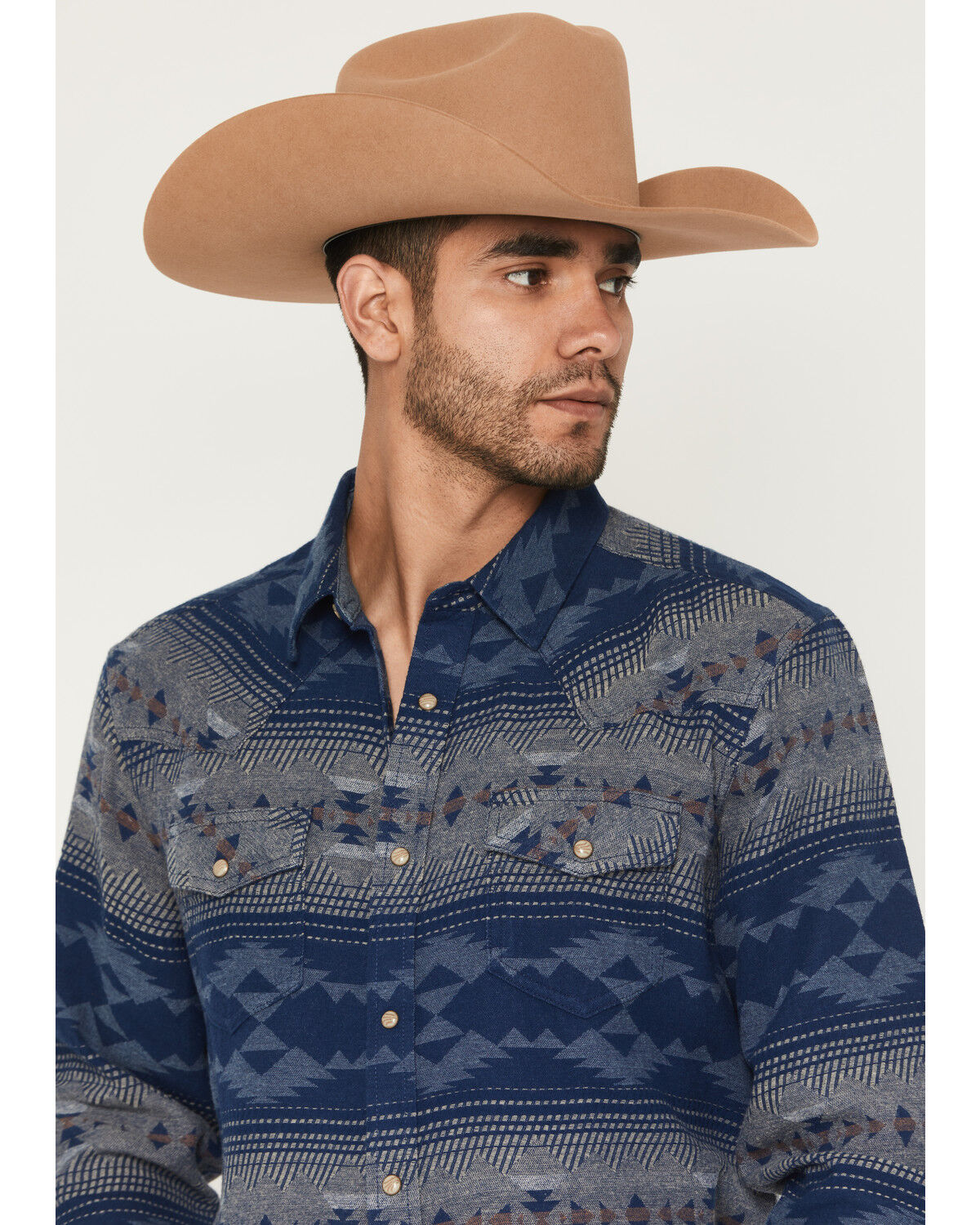 Image #2 - Cody James Men's Arrow Bear Southwestern Long Sleeve Snap Flannel Shirt, Blue, hi-res