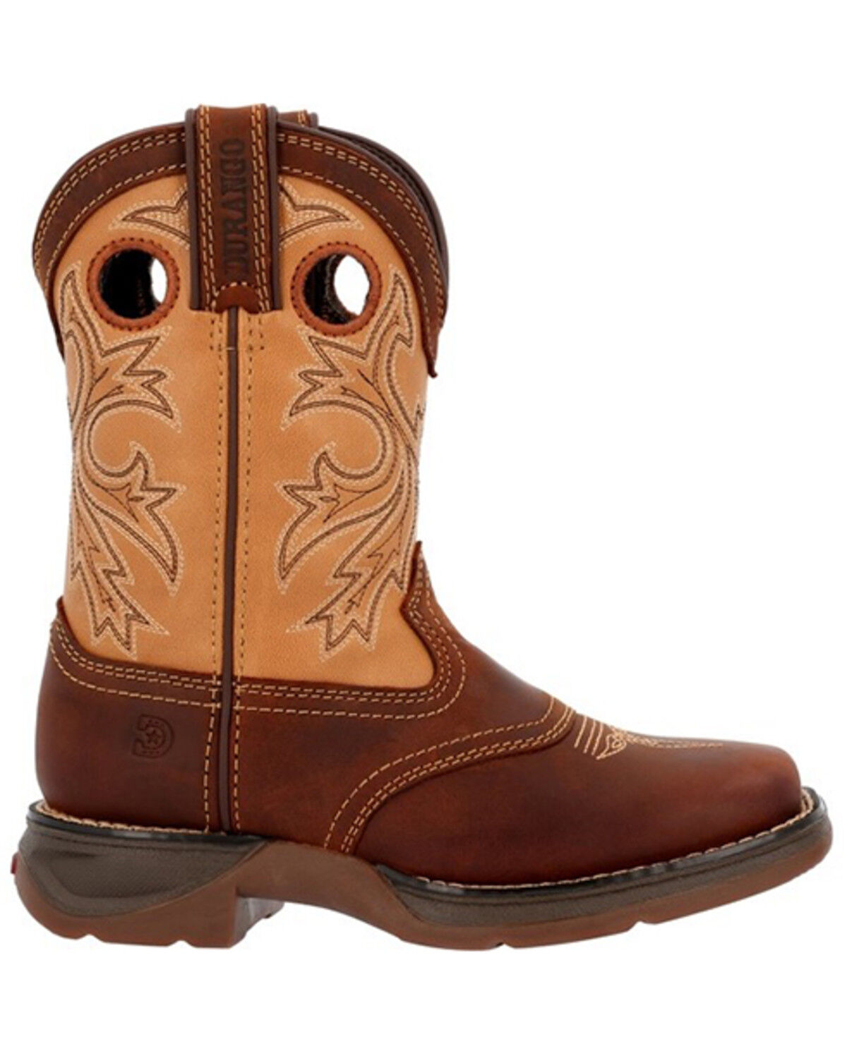 Image #2 - Durango Boys' Lil Rebel Embroidered Western Boots - Broad Square Toe, Brown, hi-res