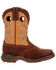 Image #2 - Durango Boys' Lil Rebel Embroidered Western Boots - Broad Square Toe, Brown, hi-res