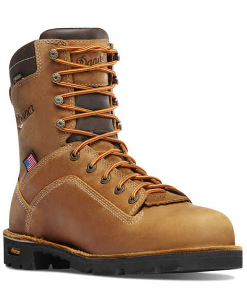 Image #1 - Danner Men's Quarry USA Waterproof Work Boots - Composite Toe, Brown, hi-res