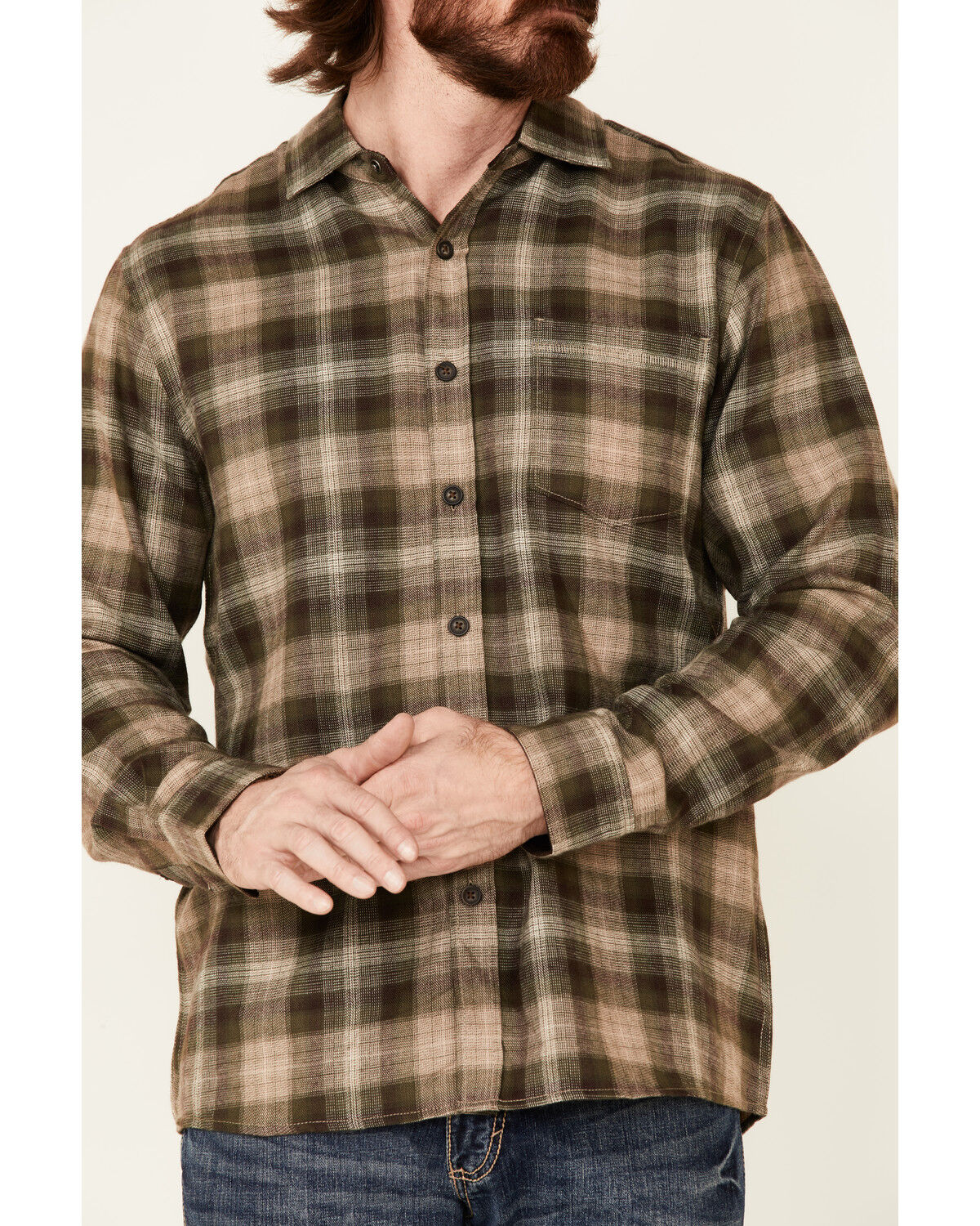 Image #3 - North River Men's Performance Plaid Long Sleeve Button-Down Western Shirt, Forest Green, hi-res