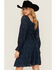Image #4 - Shyanne Women's Floral Print Long Sleeve Button-Down Mini Dress, Navy, hi-res