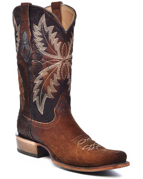 Image #1 - Corral Men's Embroidered Western Boots - Square Toe , Chocolate, hi-res
