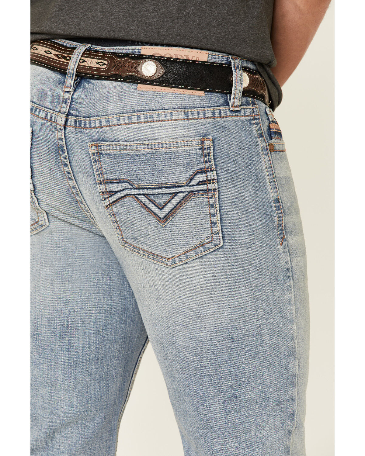 Image #4 - Cody James Core Men's Sawbuck Light Wash Stretch Stackable Straight Jeans, Blue, hi-res