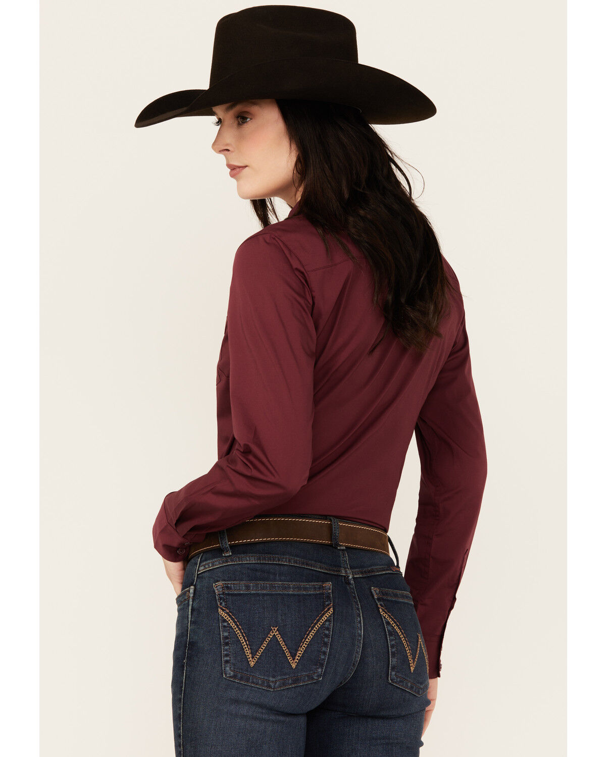 Image #4 - Ariat Women's R.E.A.L Kirby Long Sleeve Button-Down Stretch Western Shirt, Burgundy, hi-res