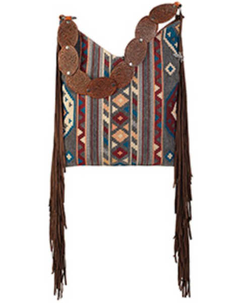 Angel Ranch Women's Southwestern Print Shoulder Bag , Brown, hi-res