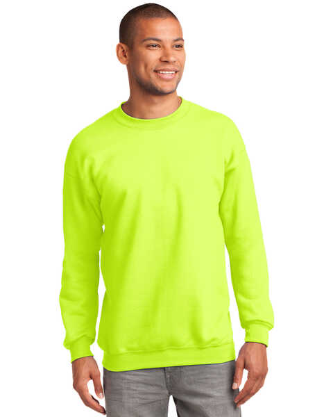 Image #1 - Port & Company Men's Safety Green 3X Essential Fleece Crew Work Pullover - Big, Green, hi-res
