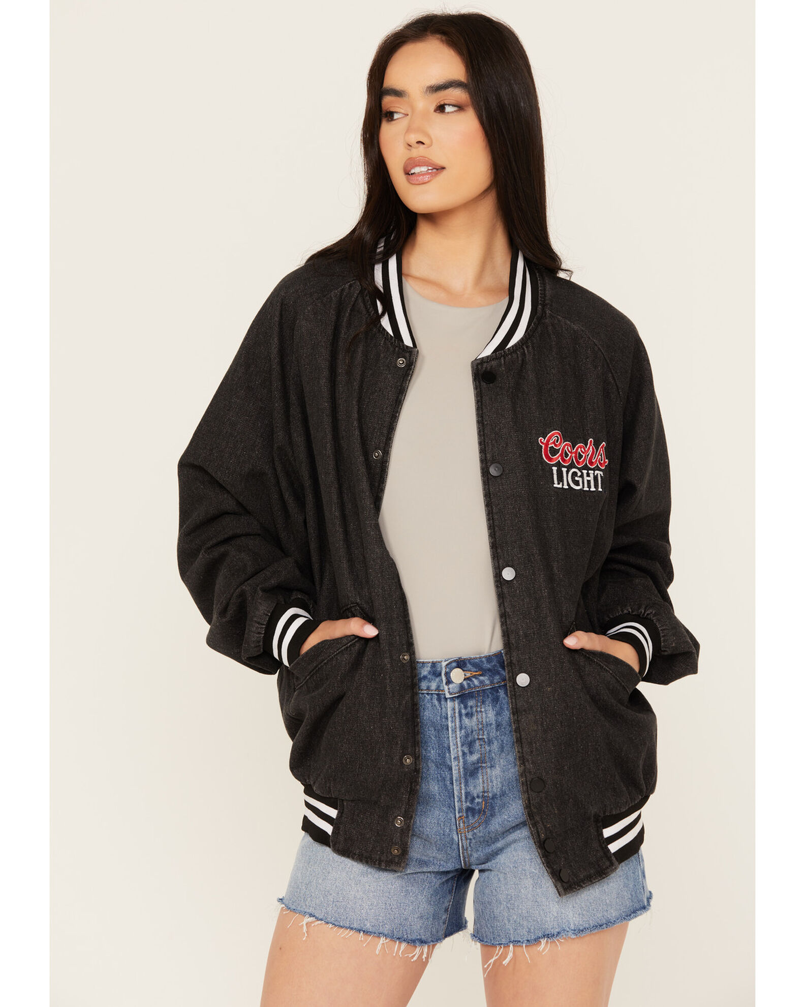 The Laundry Room Women s Denim Coors Light Bomber Jacket Sheplers
