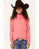 Image #1 - Ariat Girls' Dot Print Sunstopper 2.0 1/4 Zip Baselayer, Pink, hi-res