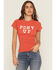 Image #1 - Wrangler Women's Pony Up Short Sleeve Fitted Tee, Red, hi-res