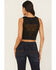 Image #1 - Blue B Women's Boot Barn Exclusive Denim Boot Stitch Embroidered Vest, Black, hi-res