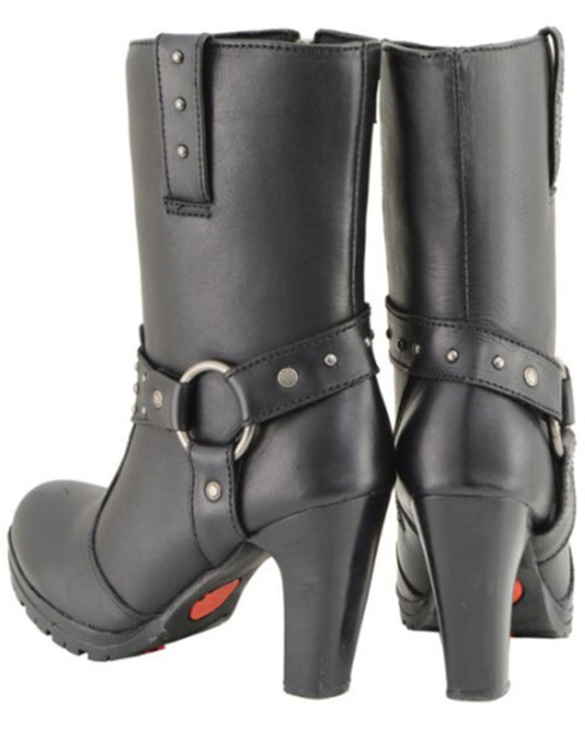 Image #3 - Milwaukee Leather Women's Leather Harness Boots - Round Toe, Black, hi-res