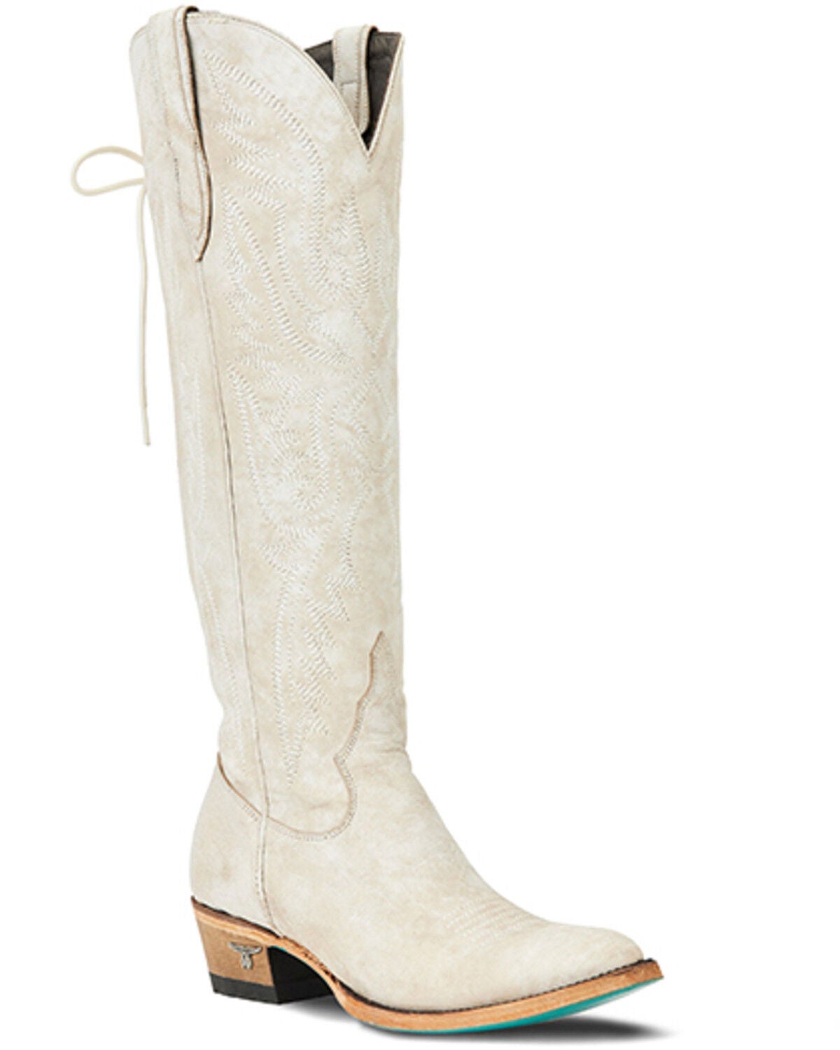 Lane Women's Monica Tall Western Boots - Round Toe, Ivory, hi-res