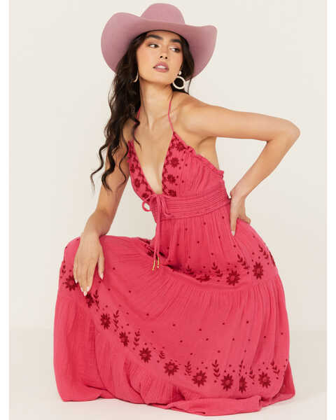 Image #1 - Free People Women's Real Love Midi Dress , Pink, hi-res
