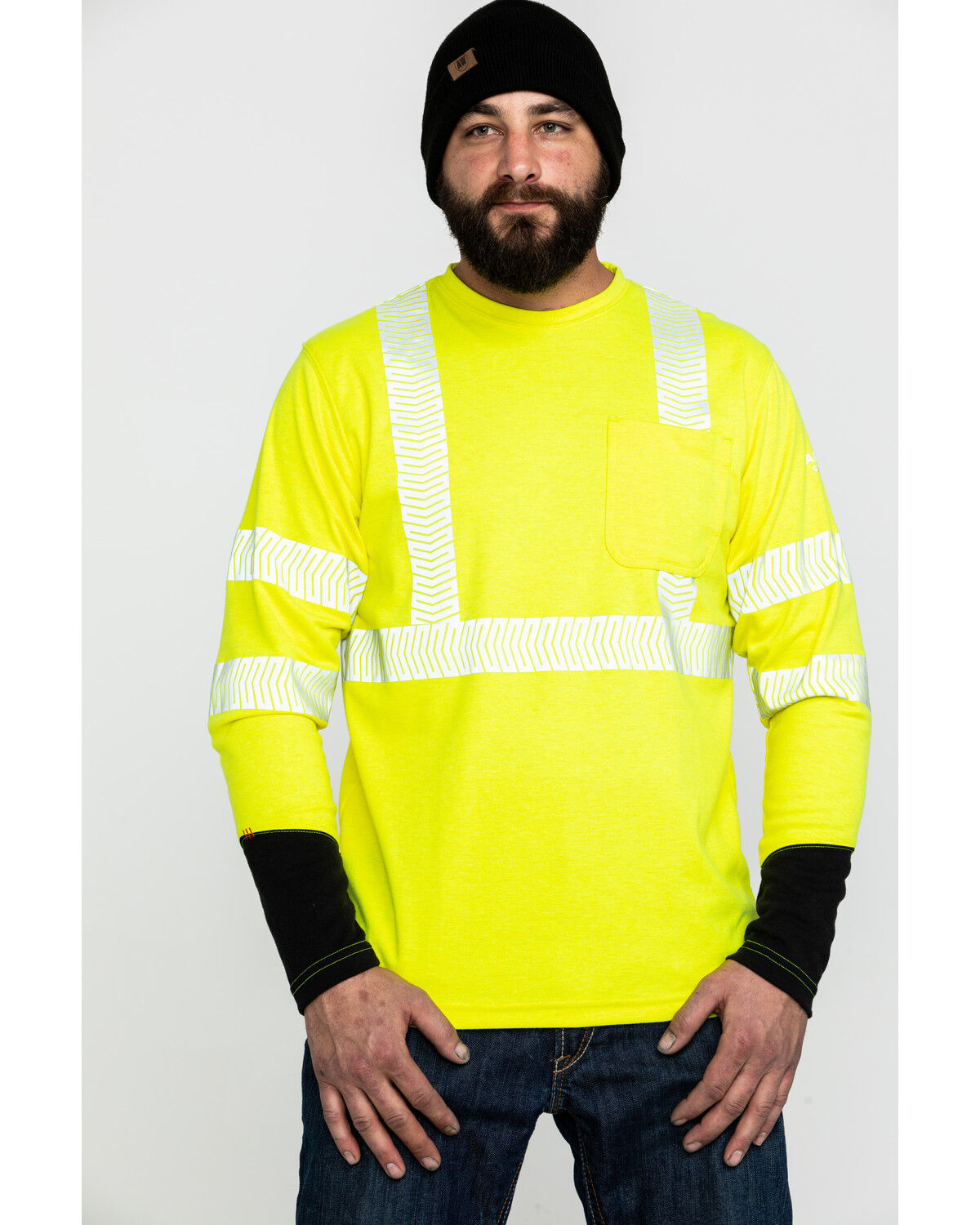 Image #1 - Ariat Men's FR Crew Hi-Vis Long Sleeve Work Shirt - Big, Yellow, hi-res