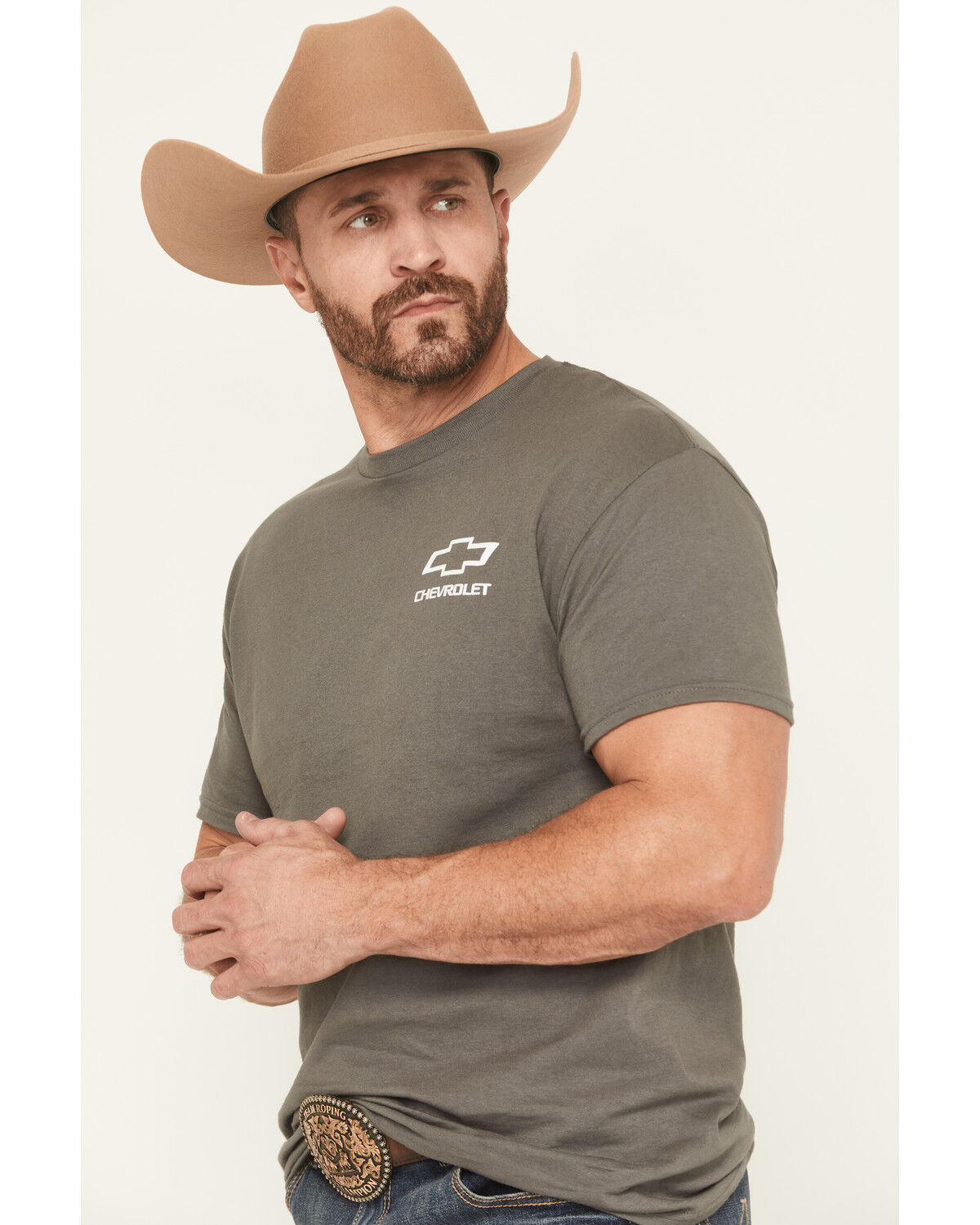 Image #3 - Buckwear Men's Camo Chevy Logo Short Sleeve Graphic T-Shirt, Charcoal, hi-res