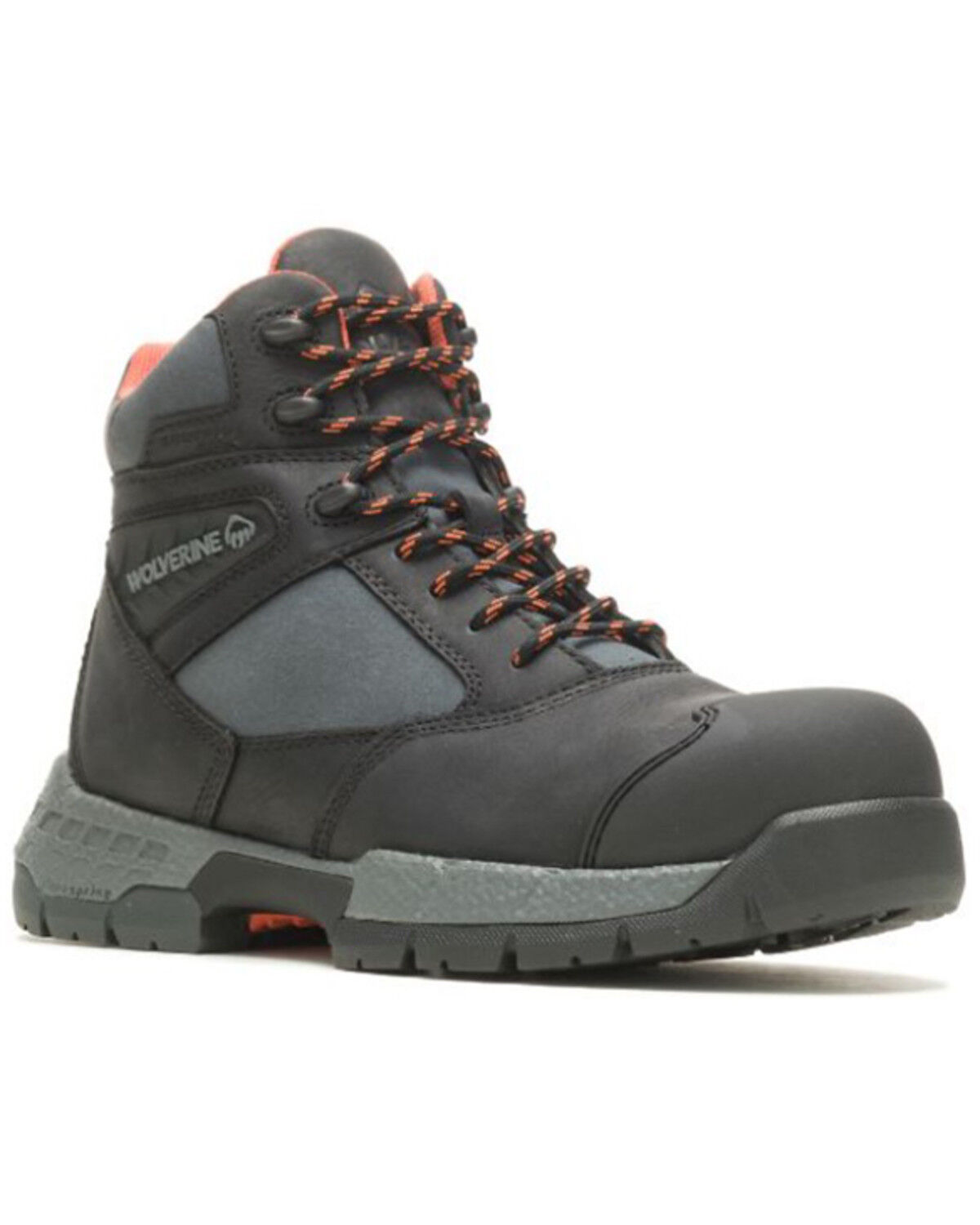 Image #1 - Wolverine Men's Rush Ultraspring™ 6" CarbonMAX Work Boots - Composite Toe, Black, hi-res