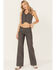 Image #2 - Idyllwind Women's Annex Herringbone Revel Mid Rise Stretch Trouser Pants , Black, hi-res