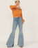 Saints & Hearts Women's Long Sleeve Surplice Smocked Waist Crop Top , Gold, hi-res