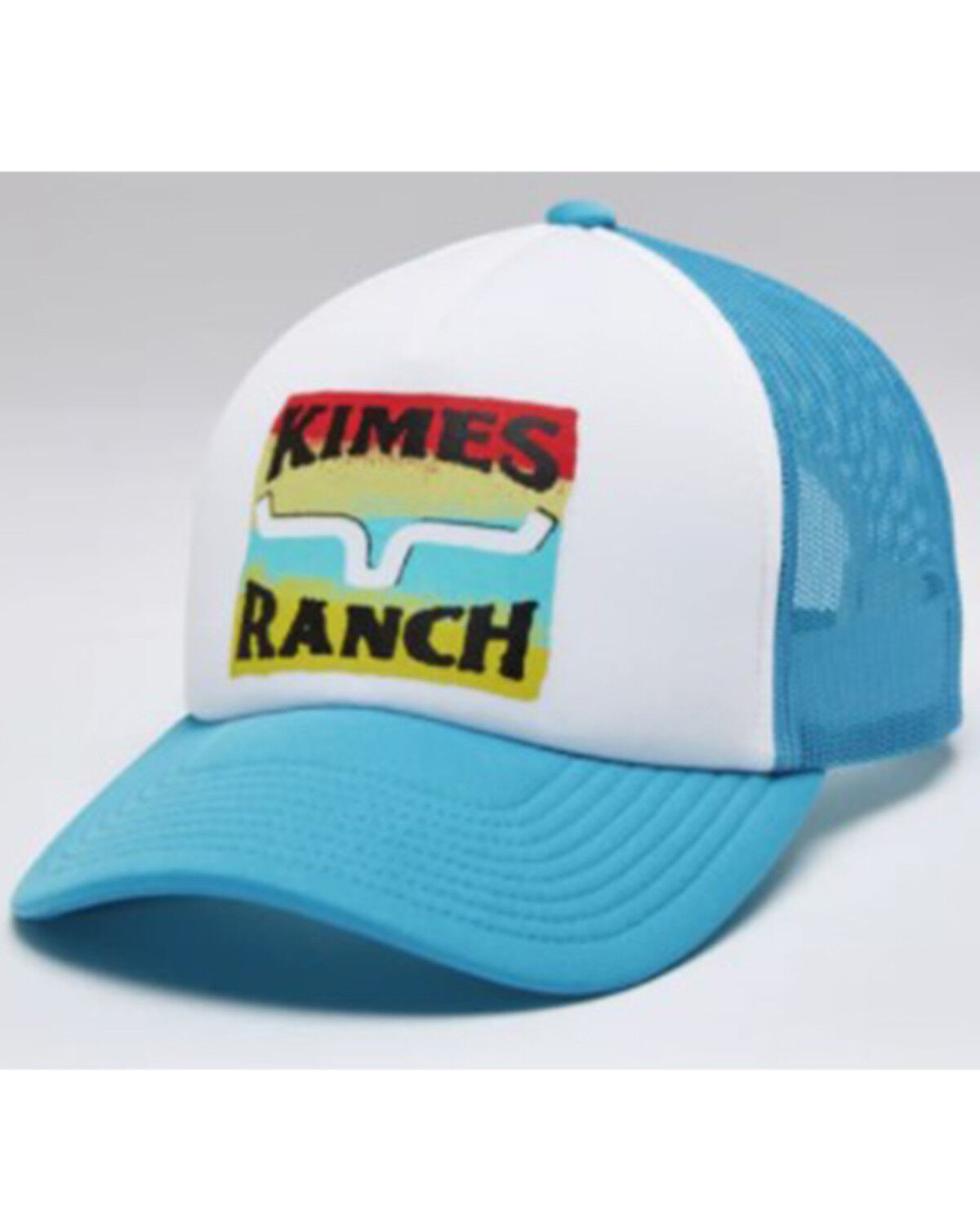 Image #1 - Kimes Ranch Men's Turquoise & White Block Party Logo Mesh-Back Baseball Cap, Turquoise, hi-res