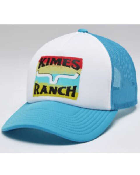 Kimes Ranch Men's Turquoise & White Block Party Logo Mesh-Back Trucker Cap , Turquoise, hi-res