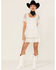 Image #2 - Maia Bergman Women's Ori Crochet Eyelet Short Sleeve Mini Dress , White, hi-res