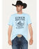 Image #1 - Cinch Men's Pioneers & Patriots Scenic Graphic Short Sleeve T-Shirt, Heather Blue, hi-res