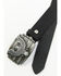 Brothers & Sons Men's Eagle Plaque Leather Belt, Black, hi-res